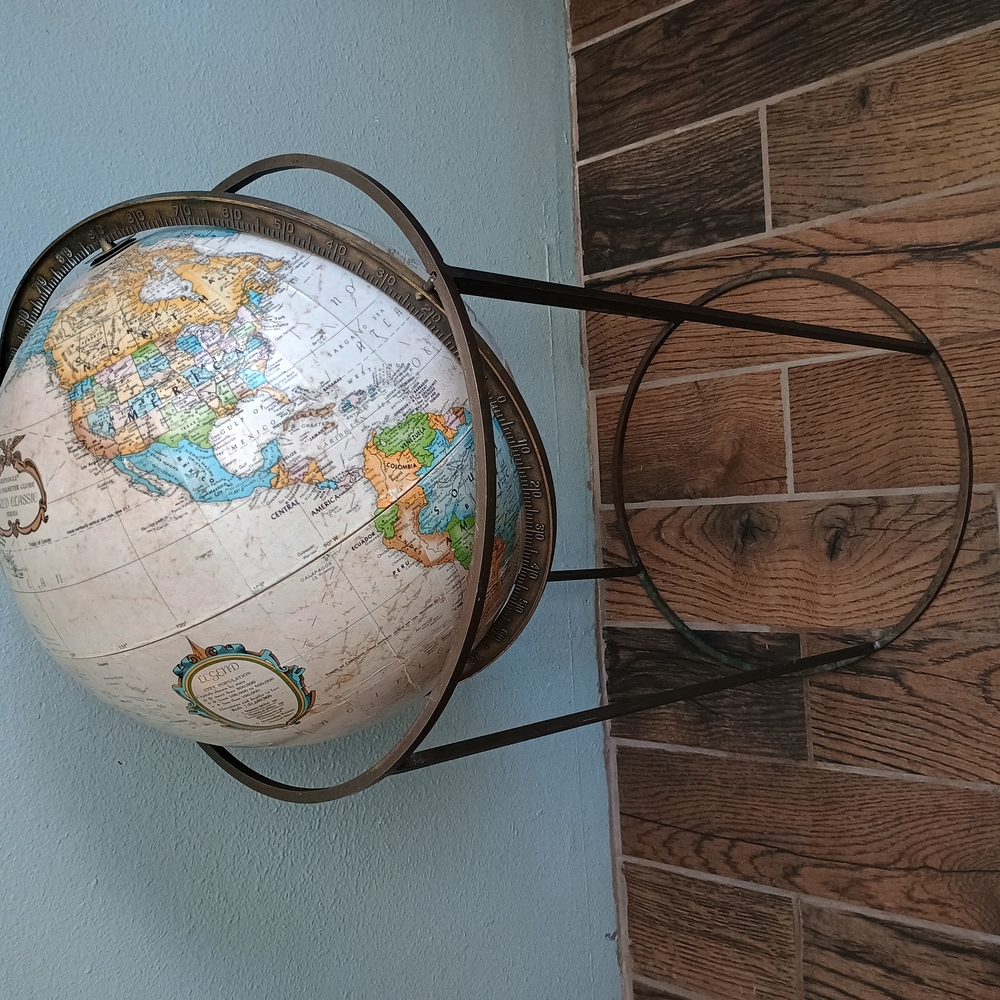 Elegant Cream and Brown Globe on Stand